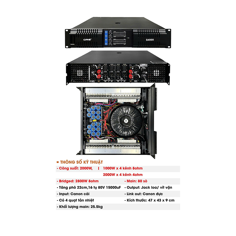 Cục Đẩy Công Suất 4 Kênh ORIS S4900